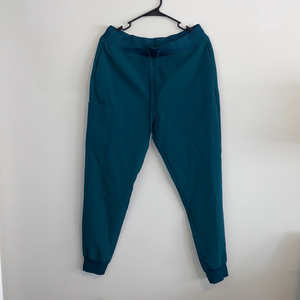 Mandala Scrubs high waisted joggers Caribbean Blue